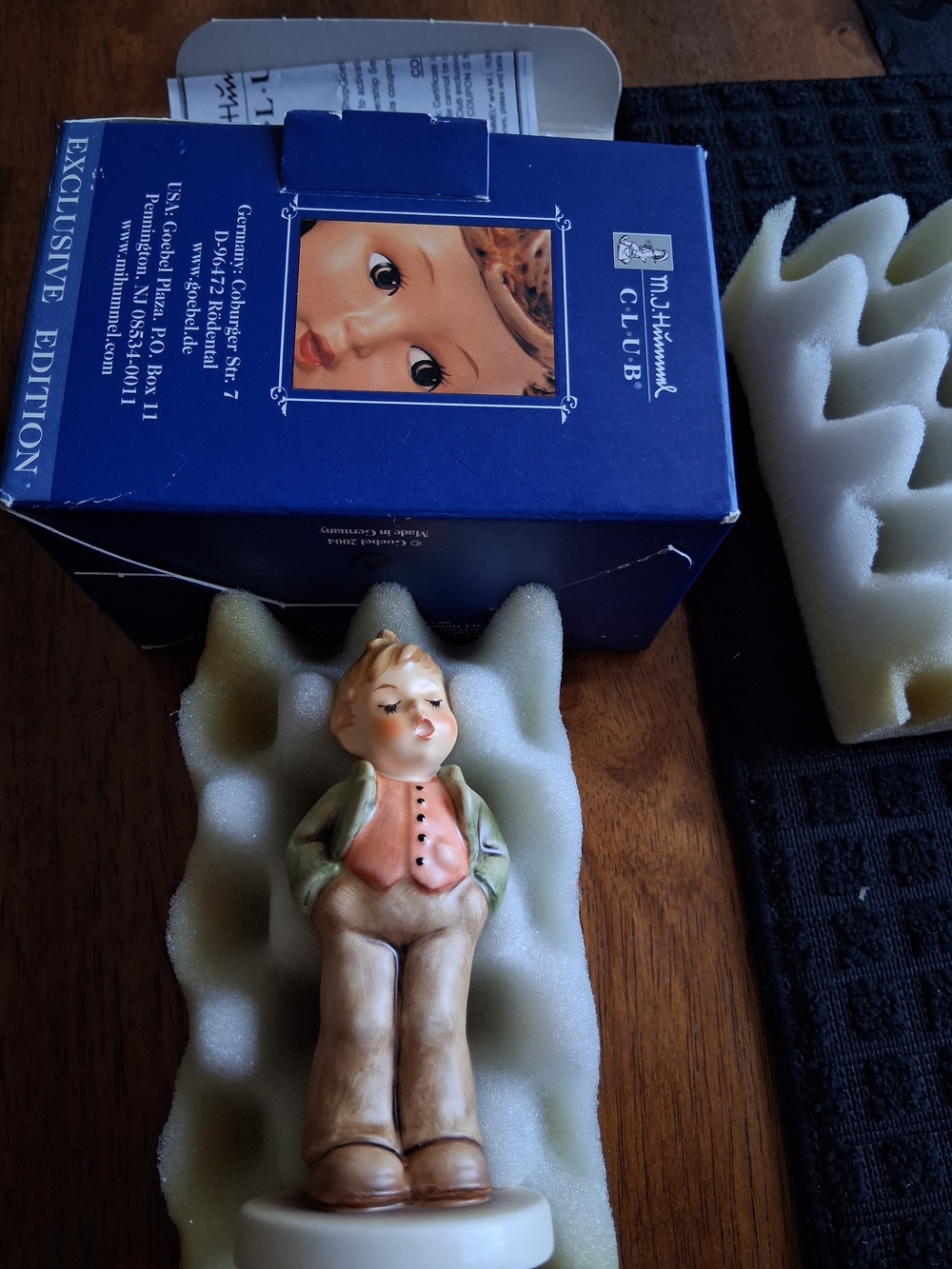 Goebel Porcelain Boy Figurine in Green and Peach